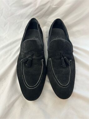 Mezlan Customs Ryder Suede Leather Tassel Slip On Loafers Sz 9.5 Black